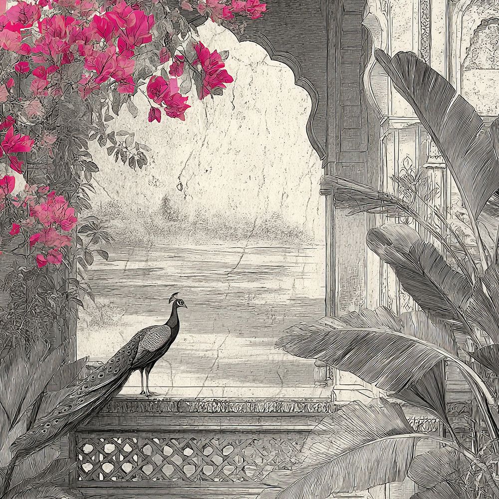 Peacock Mughal Mural Designs POD1616