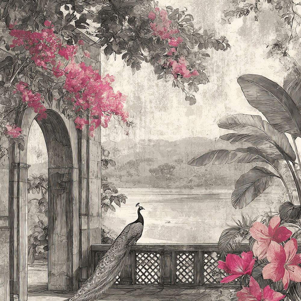 Peacock Mughal Mural Designs POD1617