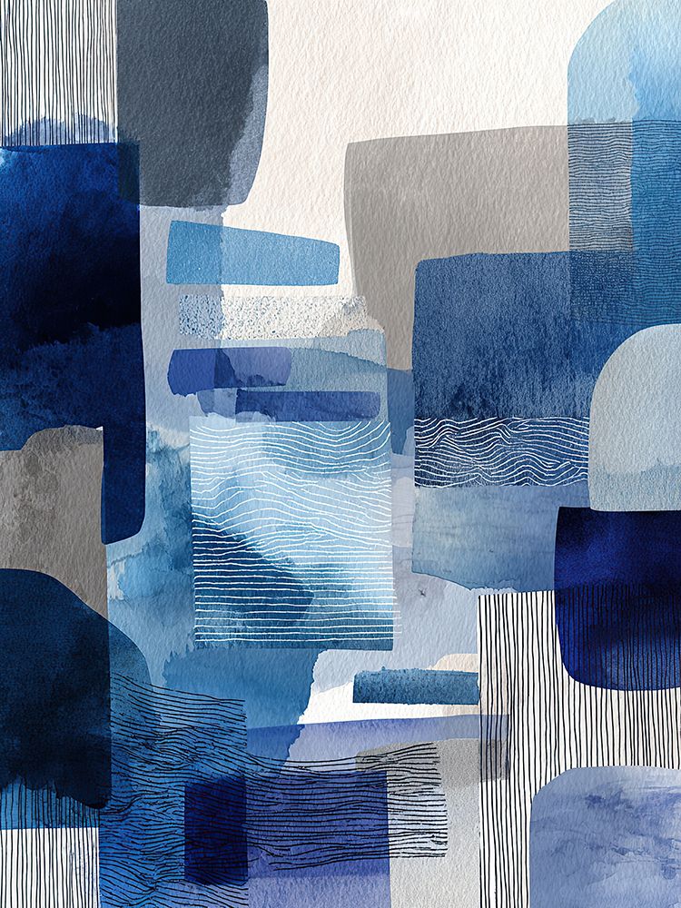 Abstract Blue Gray Geometric Texture Collage