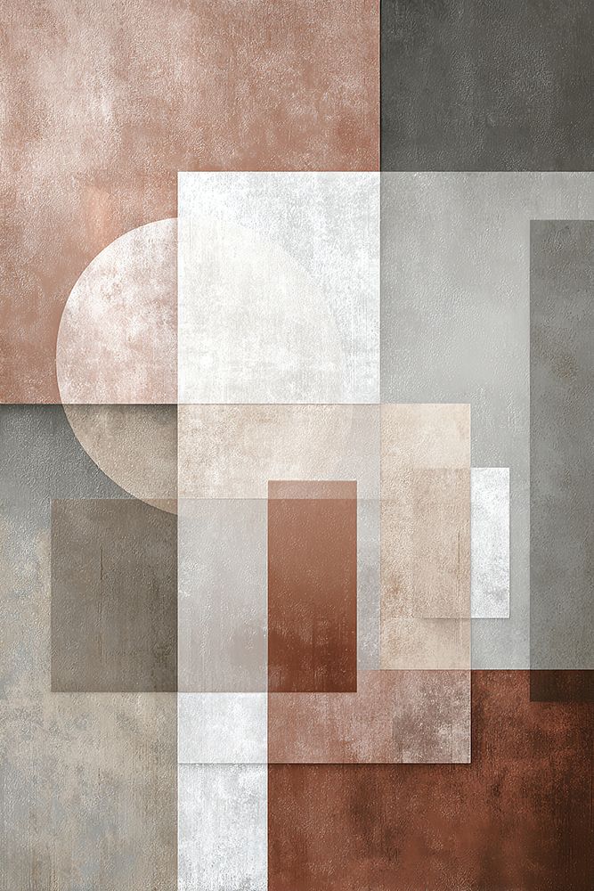 Abstract Beige Brown Geometric Blocks Modern