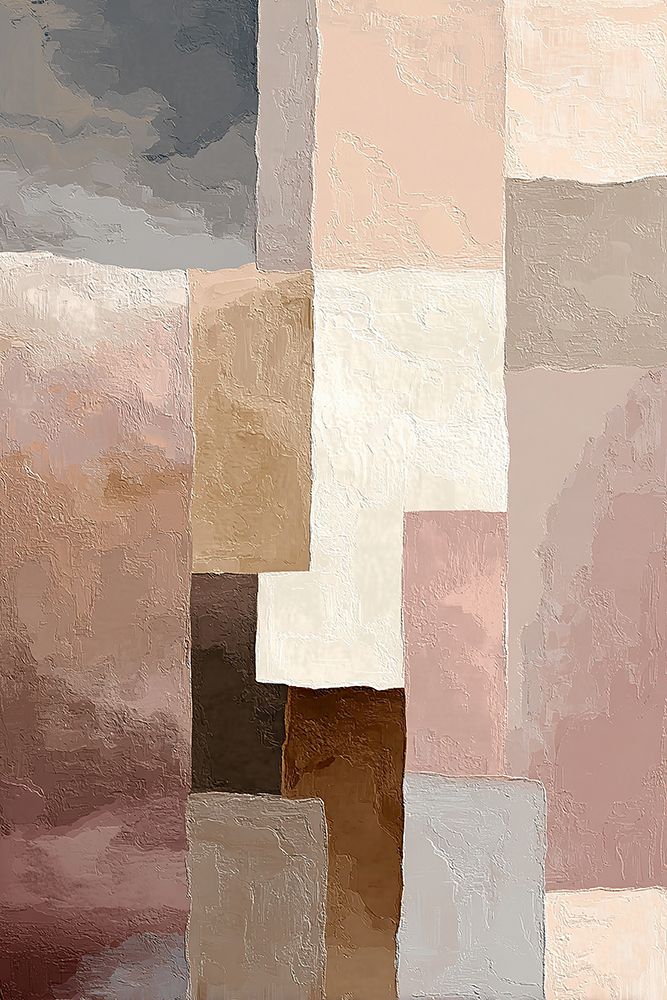 Abstract Pink Beige Gray Blocks Pastel Modern