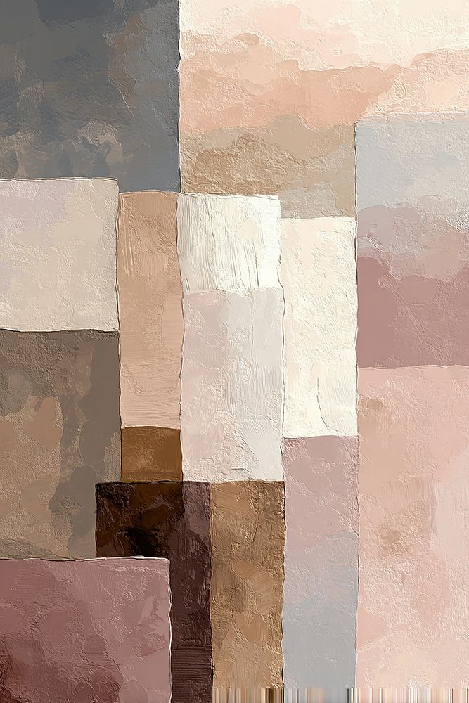 Abstract Pink Beige Brown Blocks Pastel Muted