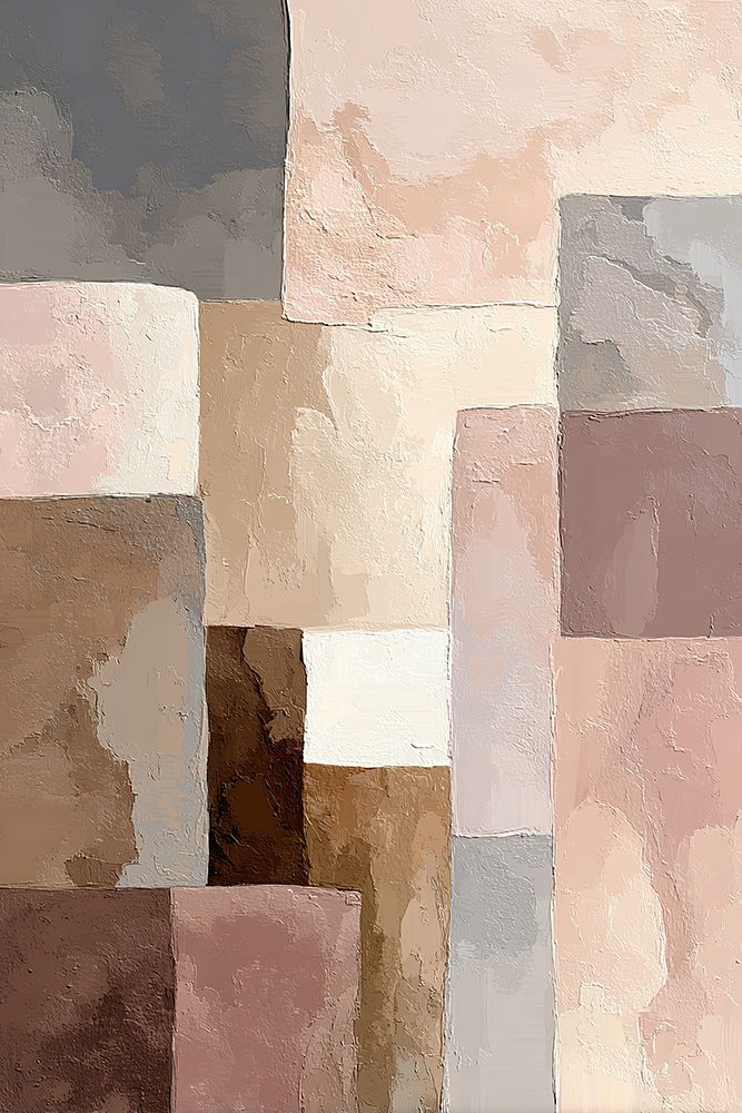Abstract Beige Pink Gray Blocks Pastel Neutral