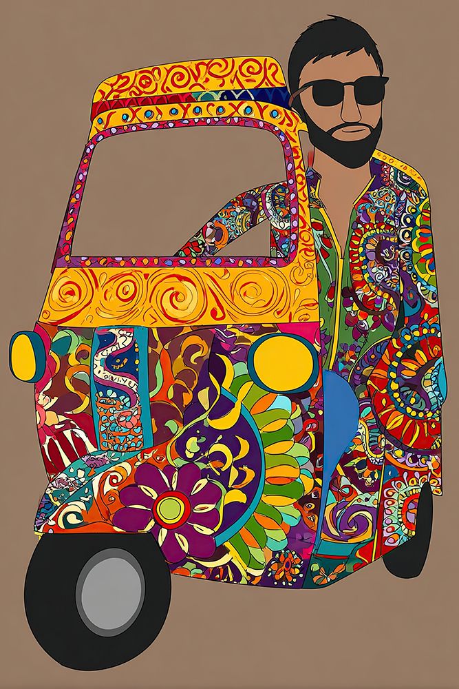 Indian Truck Folk Art Colorful Traditional Vibrant