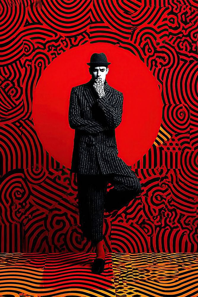 Red Circle Tribal Pattern Portrait Man Sunglasses