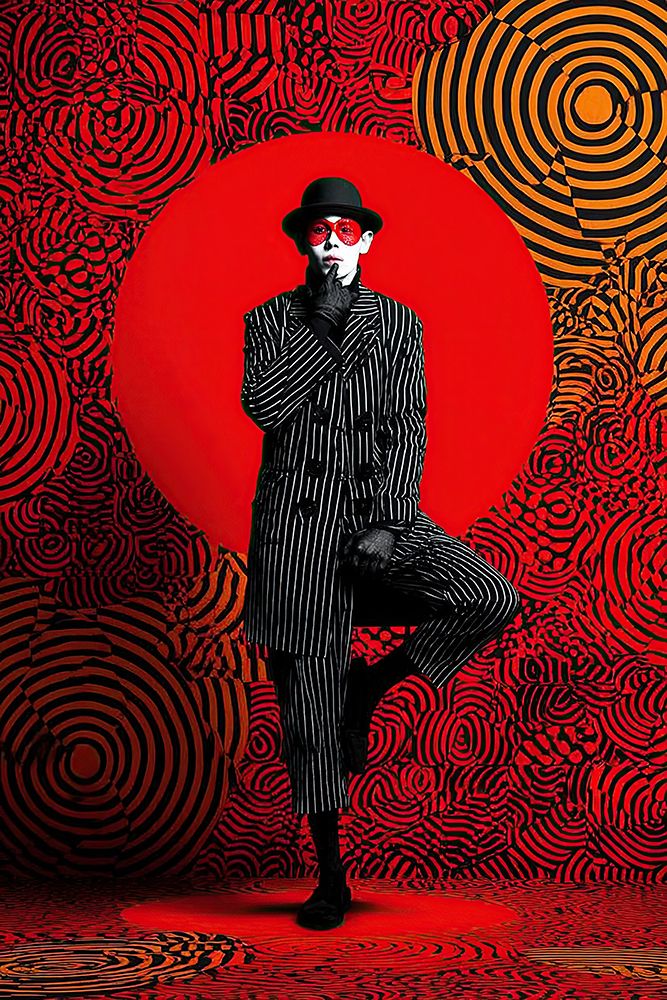 Red Circle Pop Art Man Suit Hypnotic Pattern Modern