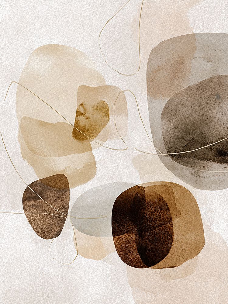 Blue Beige Abstract Fluid Watercolor Organic Soft