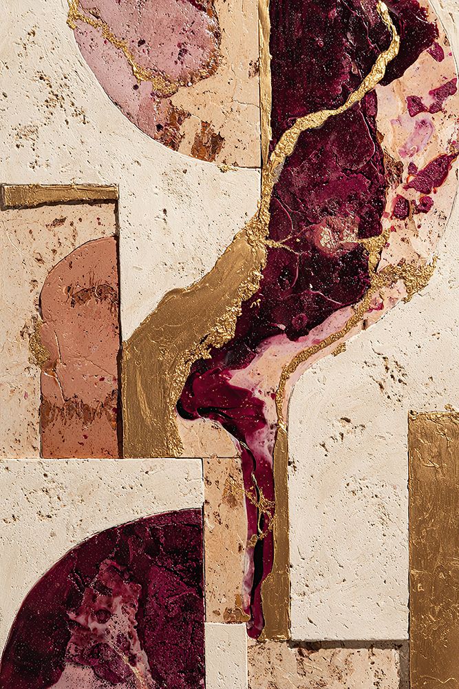 Burgundy Gold Geode Abstract Marble Luxe Organic