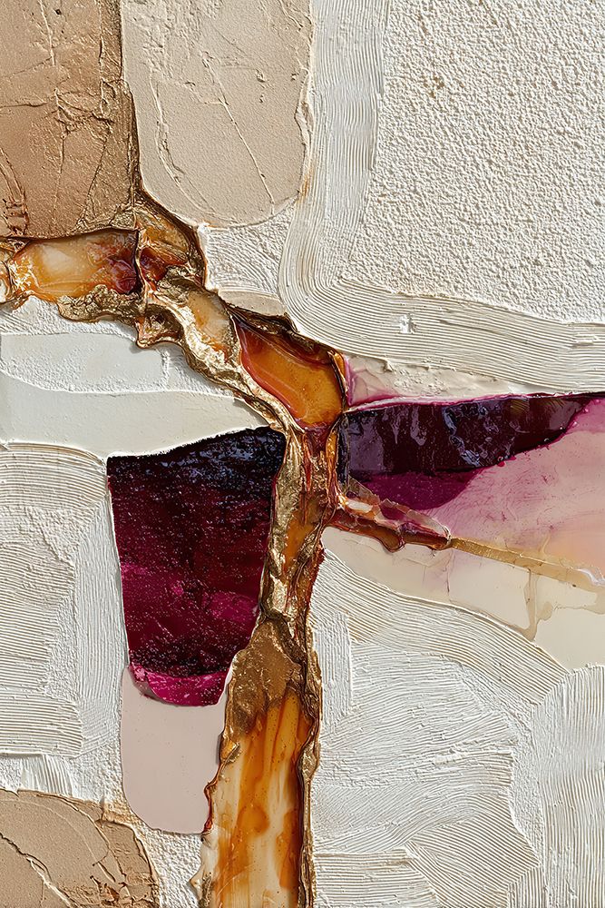 Gold Burgundy Geode Marble Abstract Textured Luxe