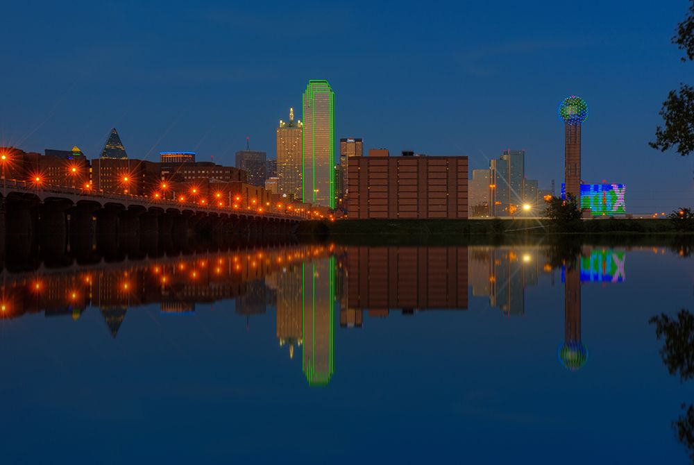 Dallas Skyline and Reflection at Twilight