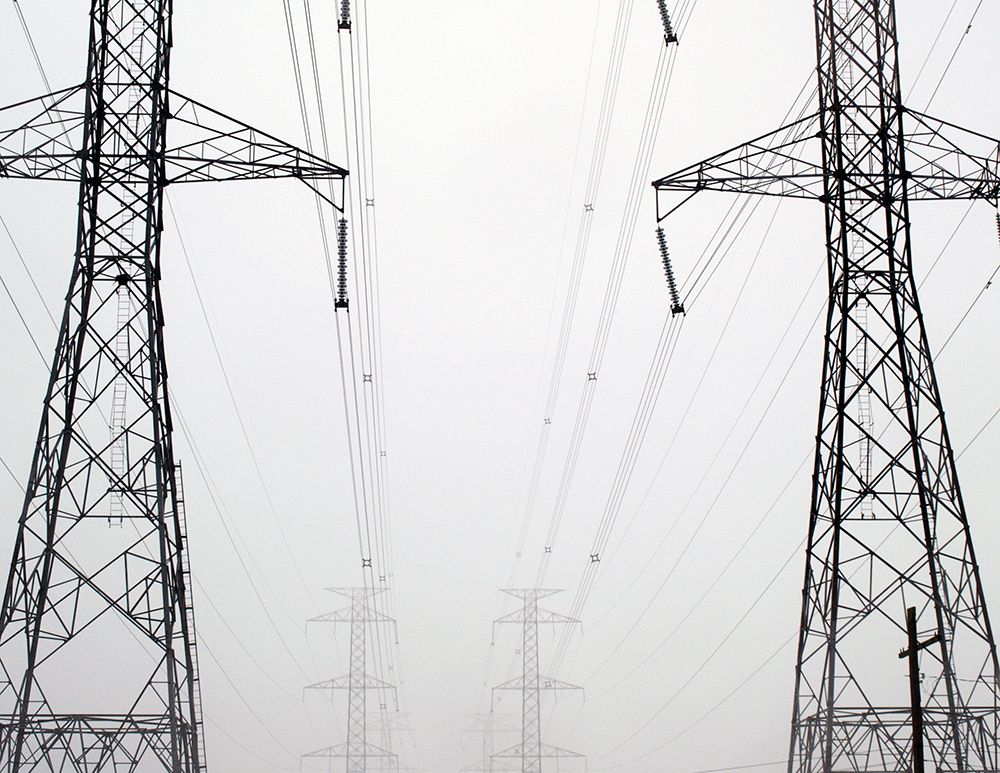 Hydro Lines In Fog