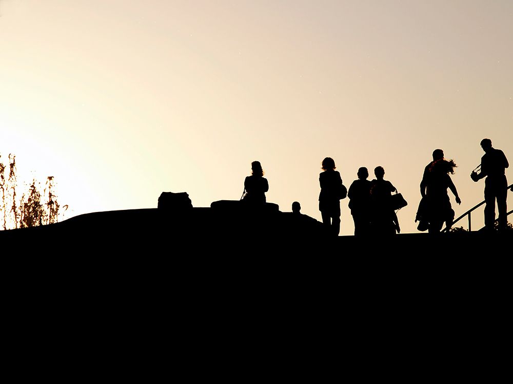 Fountain And Silhouettes Of People 1