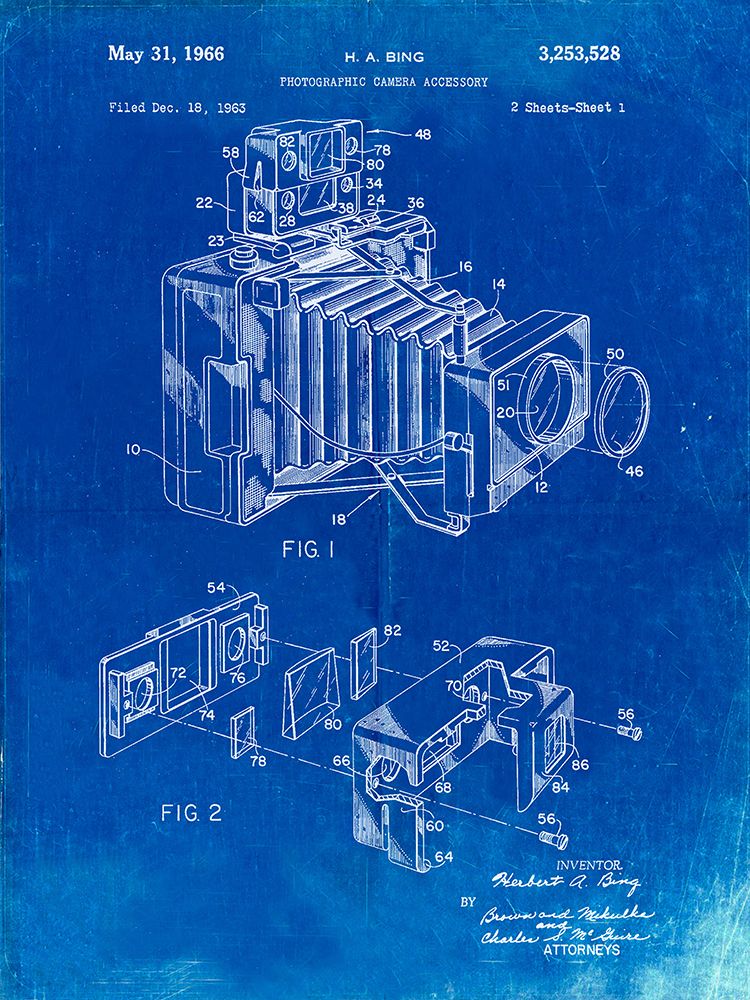 PP34-Faded Blueprint 1966 Camera Accessory Poster