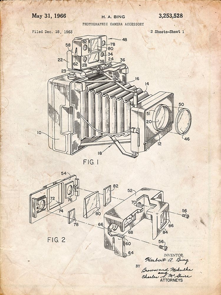 PP34-Vintage Parchment 1966 Camera Accessory Poster