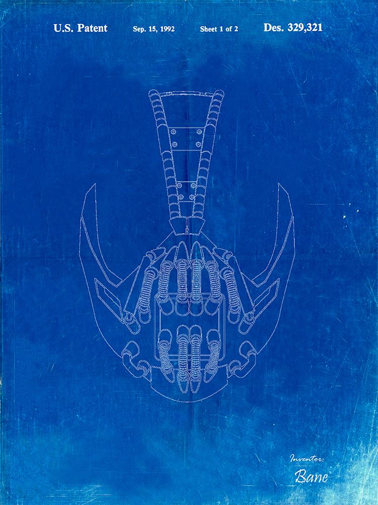 PP39-Faded Blueprint Vintage Police Handcuffs Patent Poster