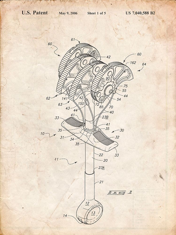 PP61-Vintage Parchment Omega Pacific Link Climbing Cam Patent Poster