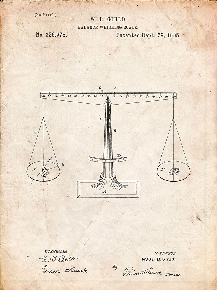 PP84-Vintage Parchment Scales of Justice Patent Poster