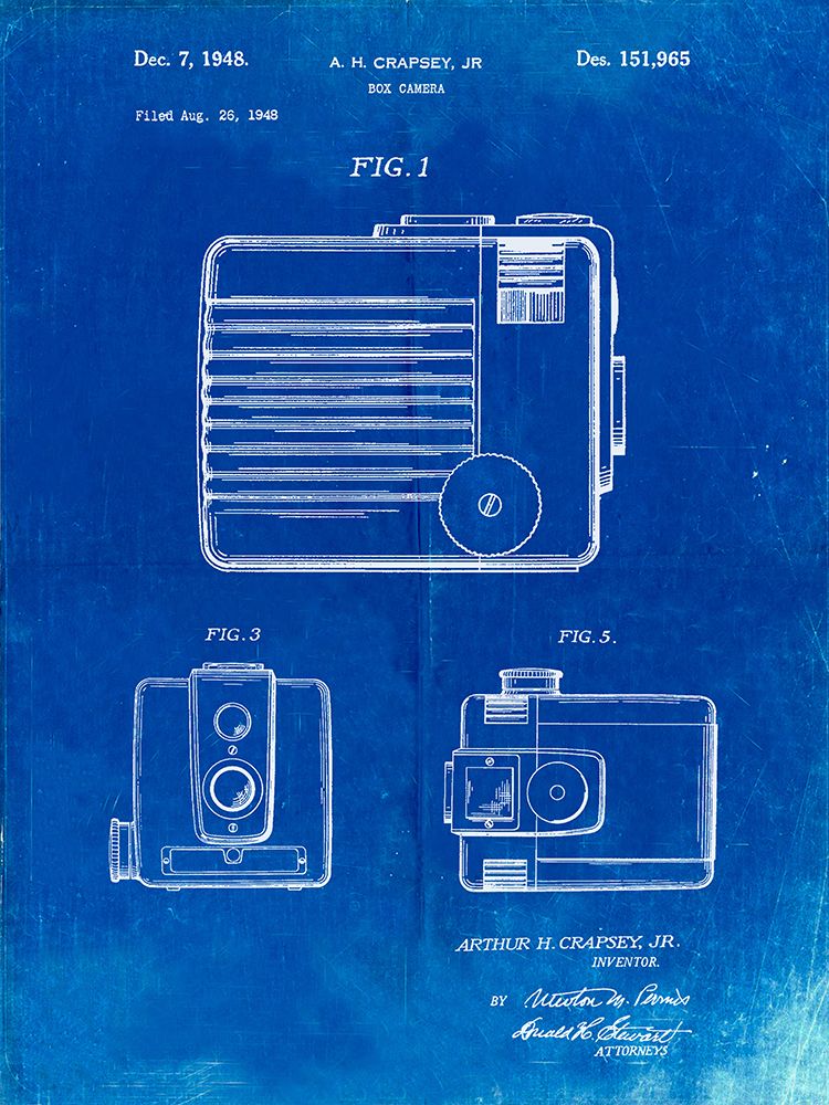 PP606-Faded Blueprint Kodak Brownie Hawkeye Patent Poster