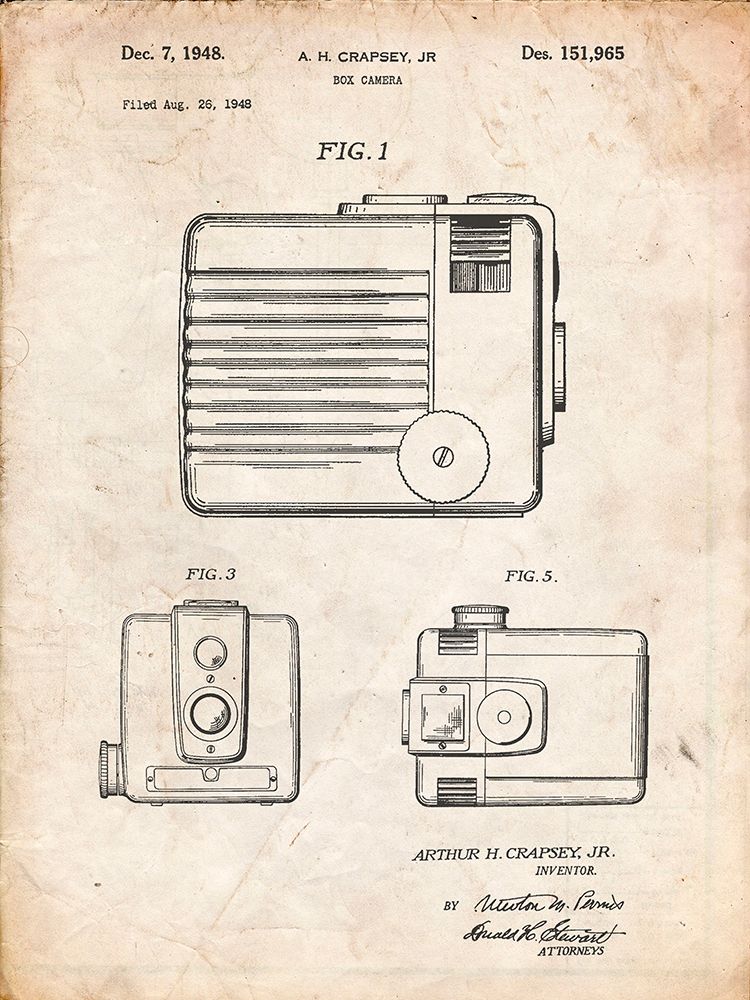 PP606-Vintage Parchment Kodak Brownie Hawkeye Patent Poster