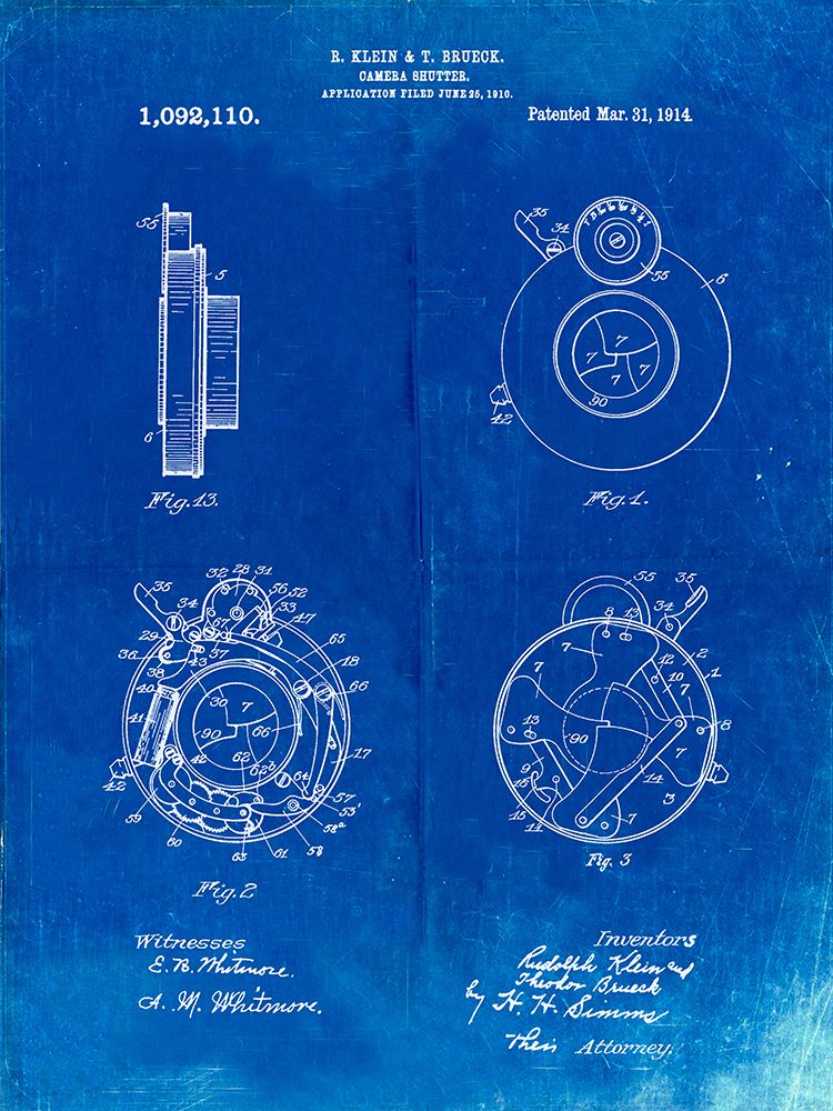 PP720-Faded Blueprint Bausch and Lomb Camera Shutter Patent Poster