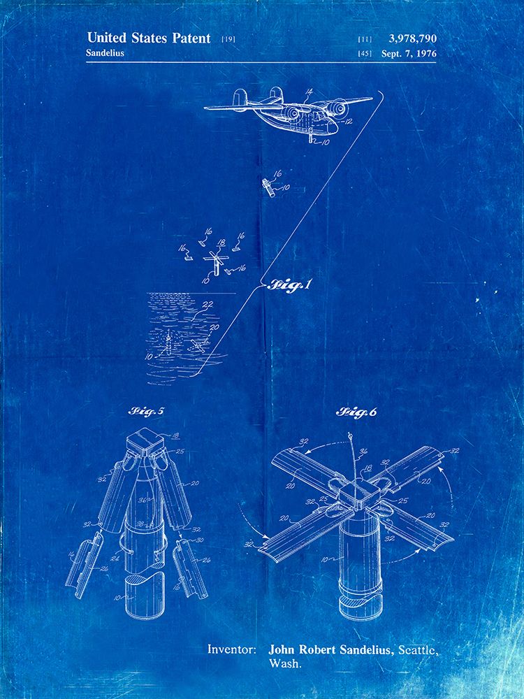 PP750-Faded Blueprint Boeing Sonobuoy Patent Poster