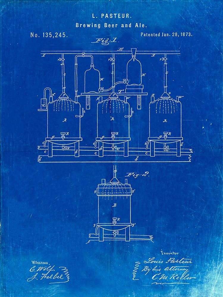 PP80-Faded Blueprint Brewing Beer And Ale Poster