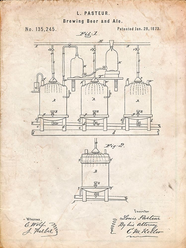 PP80-Vintage Parchment Brewing Beer And Ale Poster