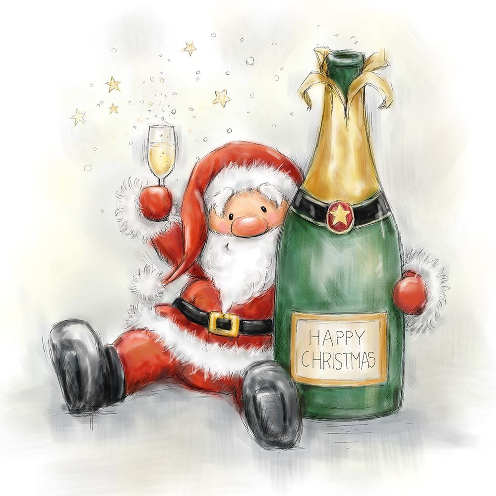 Santa Holding Bottle