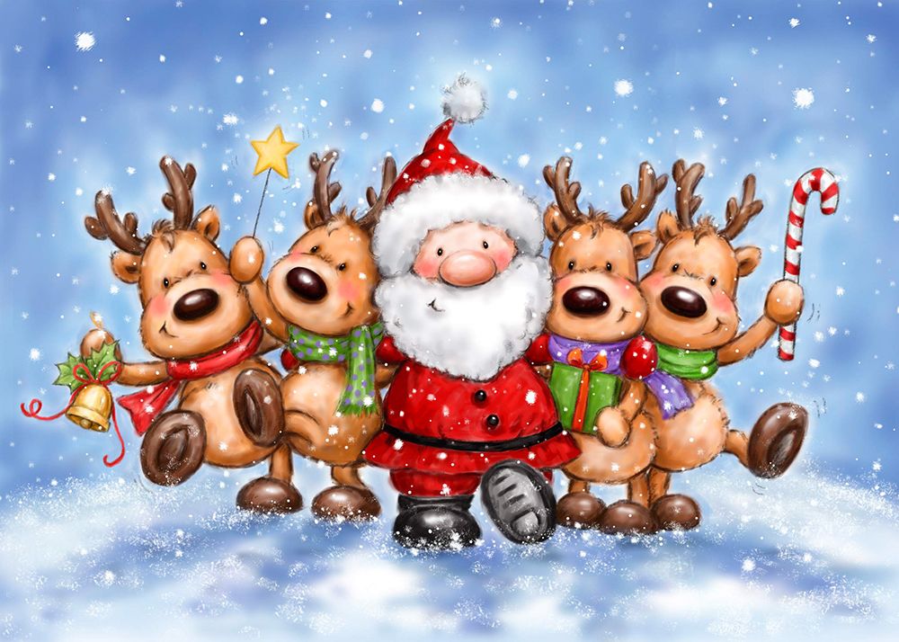 Santa With Reindeers
