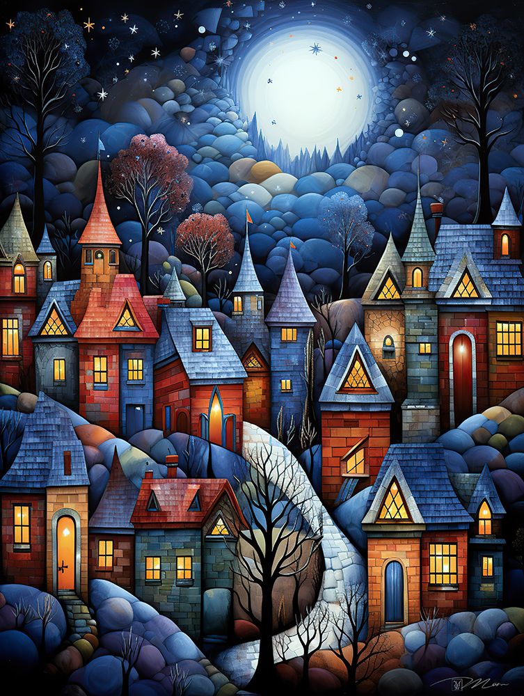 Serene Village Under The Moon 1