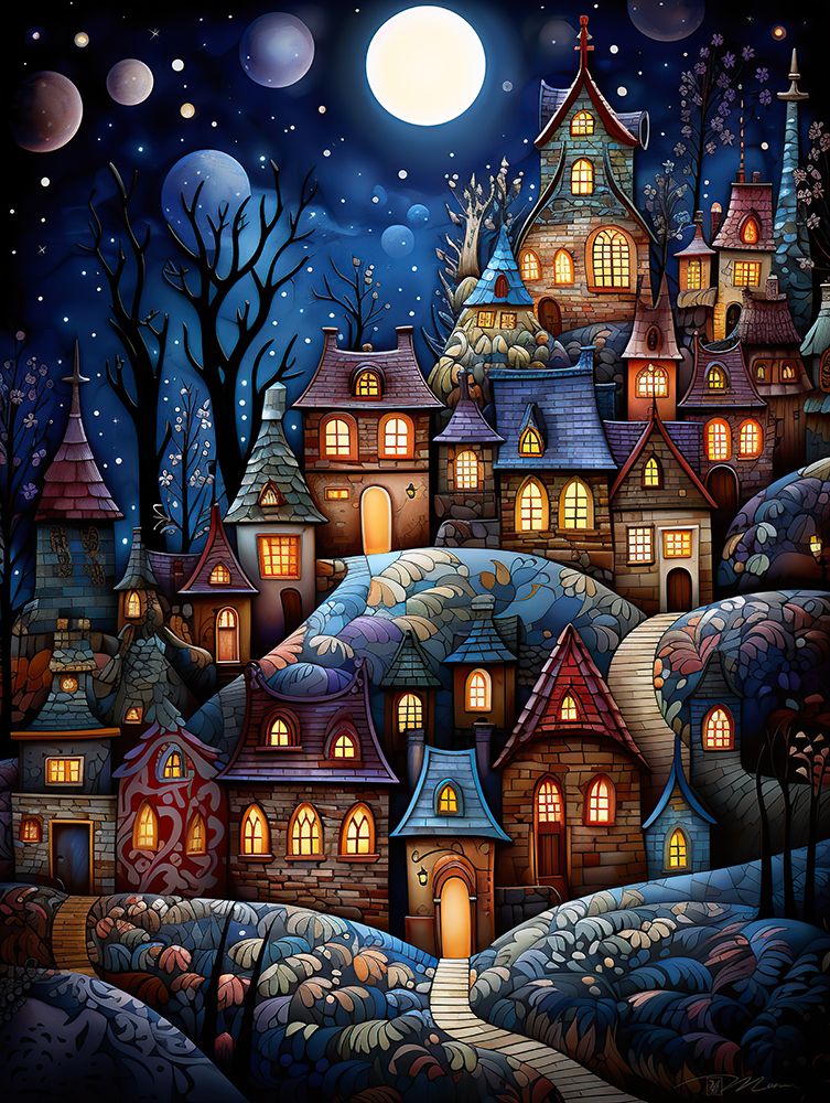 Serene Village Under The Moon 6