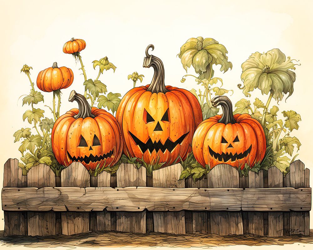 Pumpkins Behind The Fence