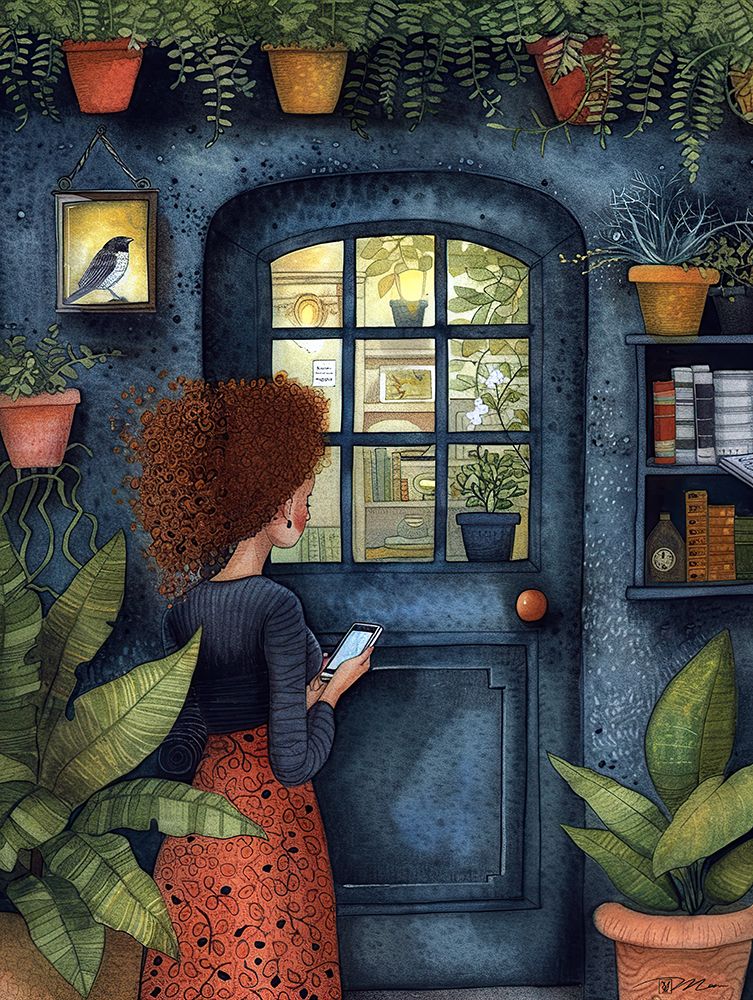 Redhead Woman At Door 1