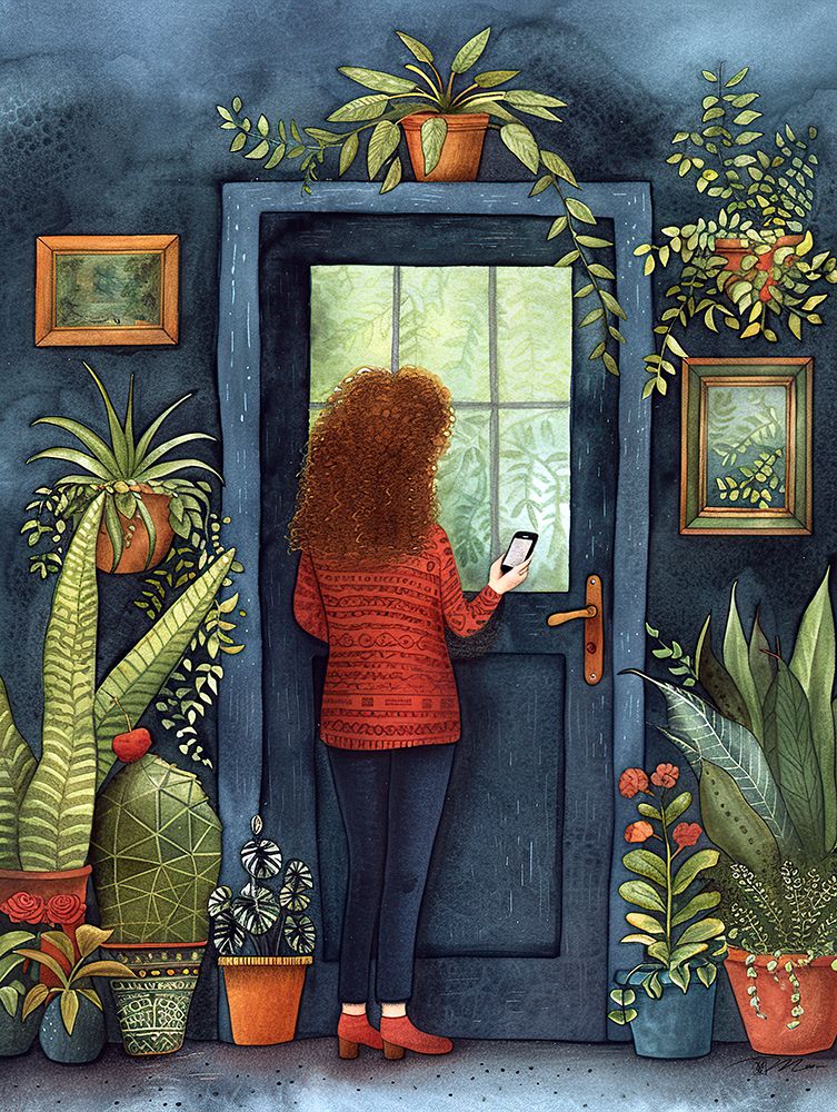 Redhead Woman At Door 2
