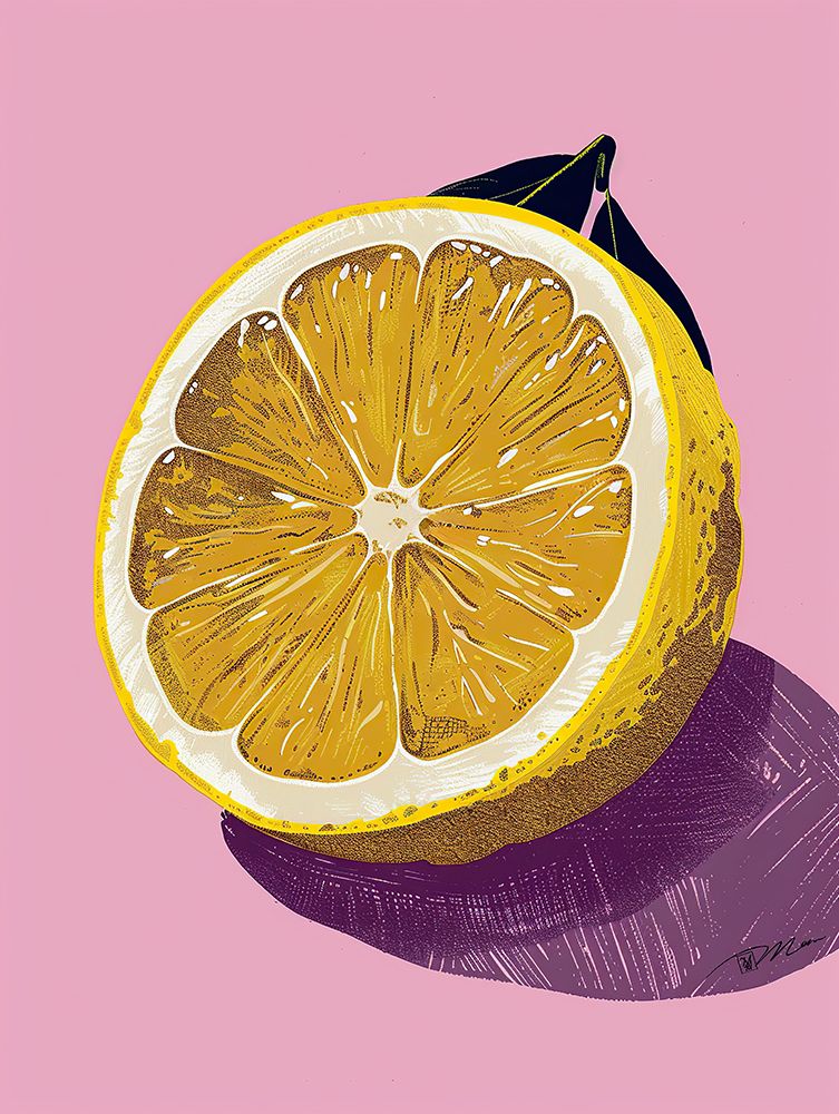 Lemon Cut On Pink Background