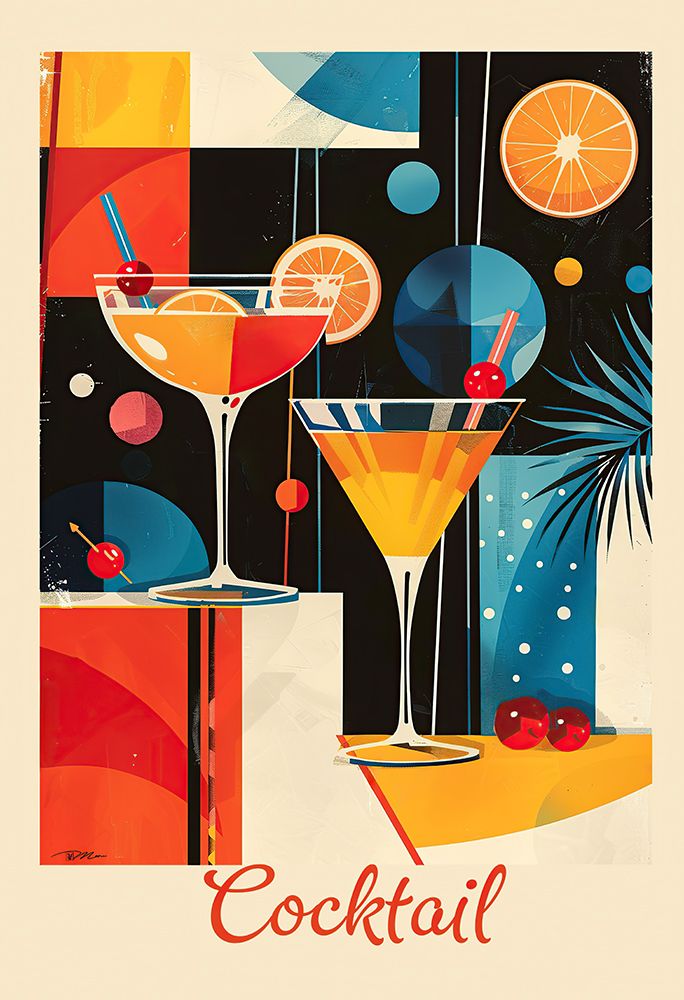 Vintage Abstract Cocktail Poster 1