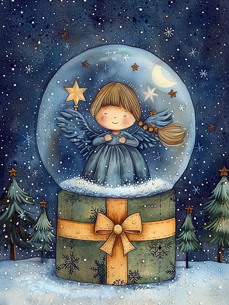 Christmas Globe With Blue Angel
