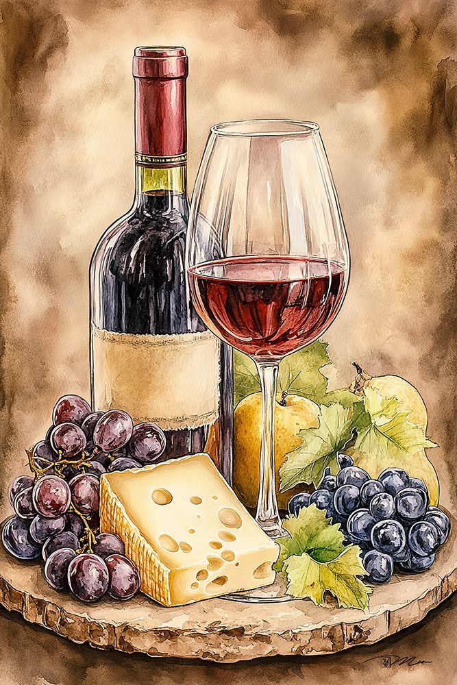 Wine Cheese And Grapes