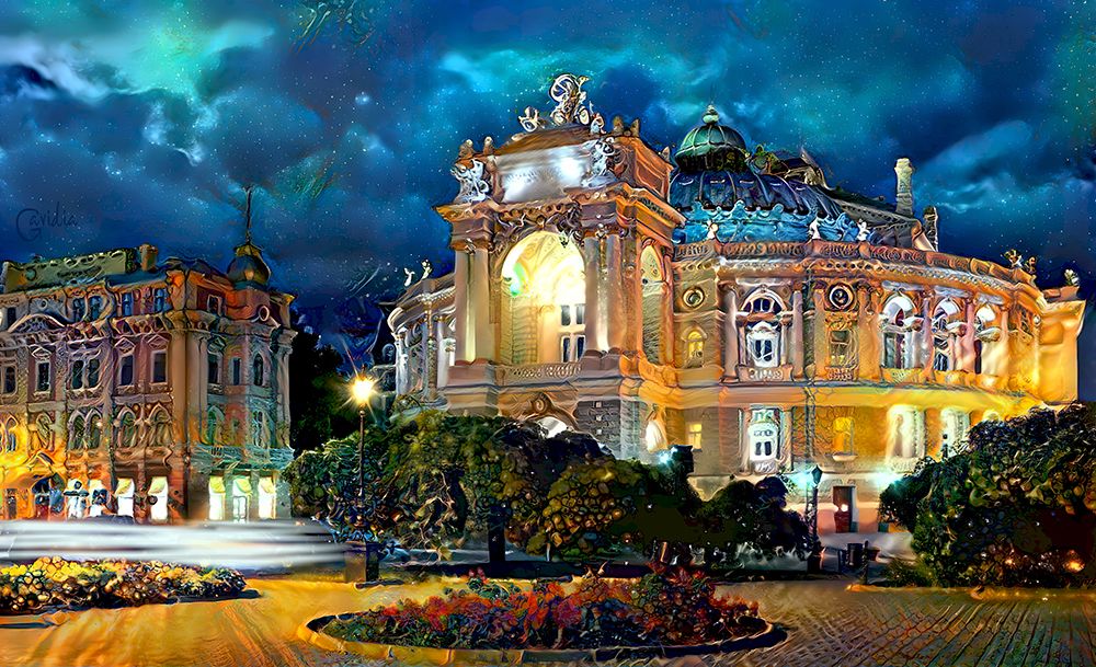 Odessa Ukraine Opera and Ballet Theater Night
