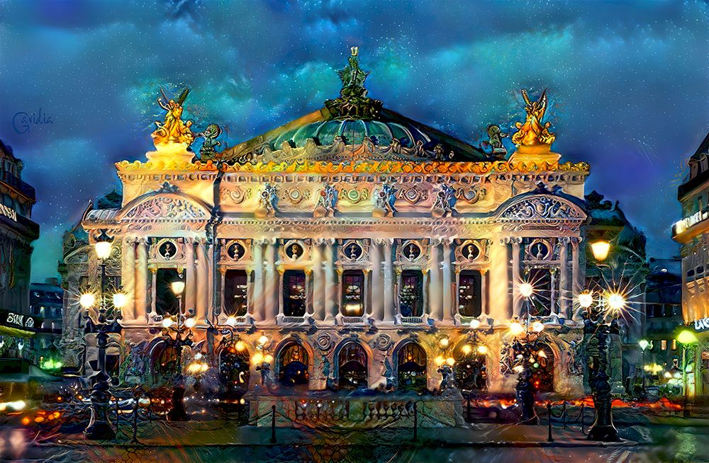 Paris France Opera Garnier Night