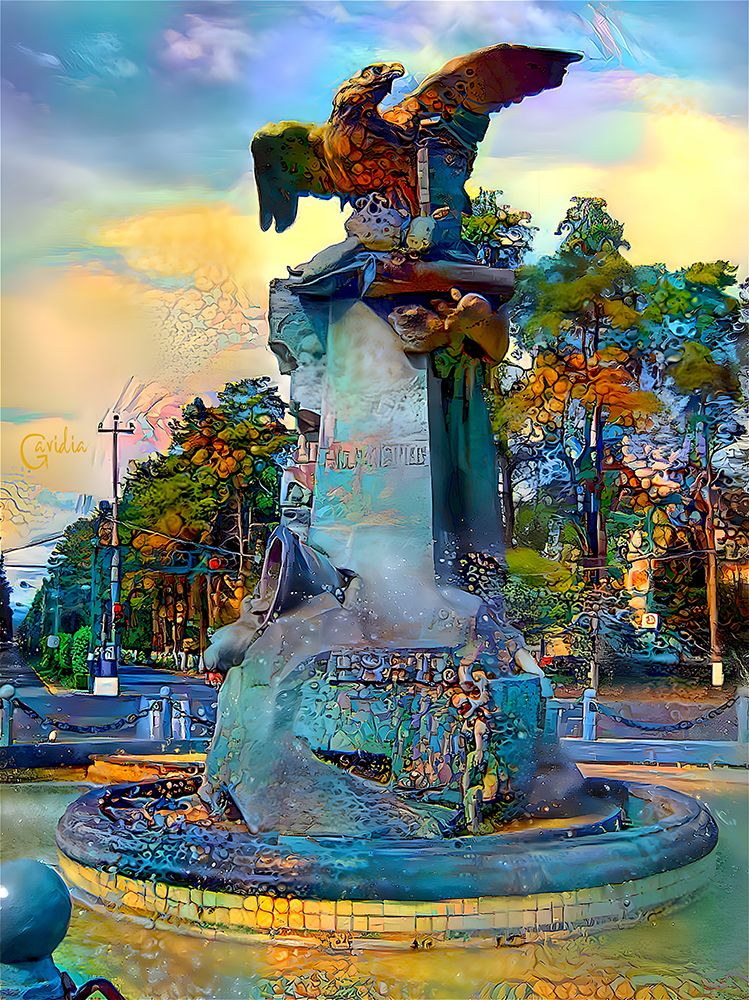 Toluca Mexio Fountain Eagle-Firmado