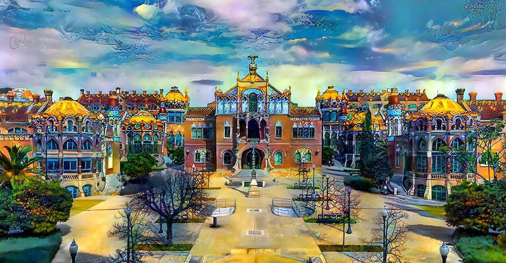 Barcelona Spain Sant Pau Hospital and Palau de la Musica Center