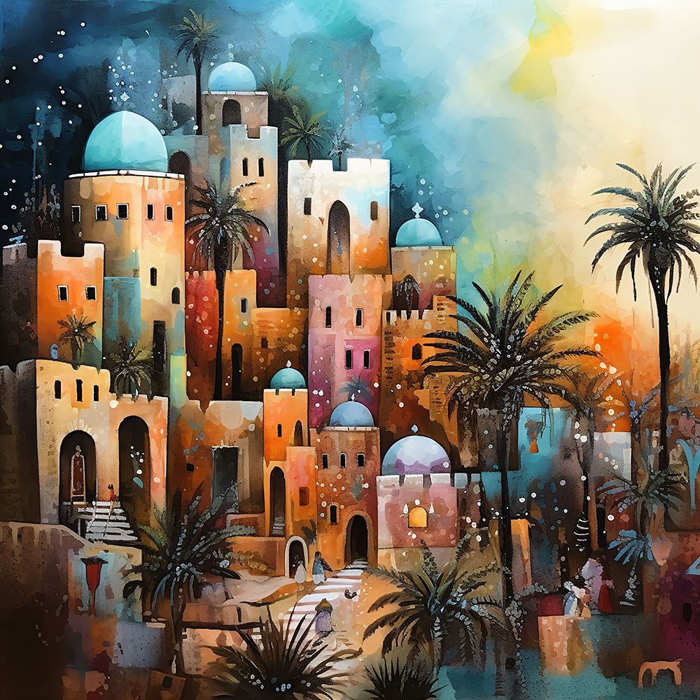 Exotic City at Sunset