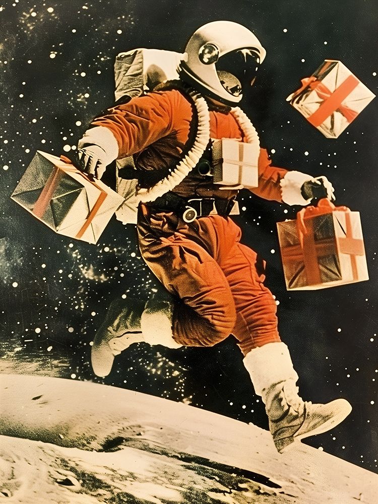Retro Christmas Astronaut 1