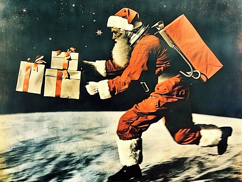 Retro Christmas Astronaut 2