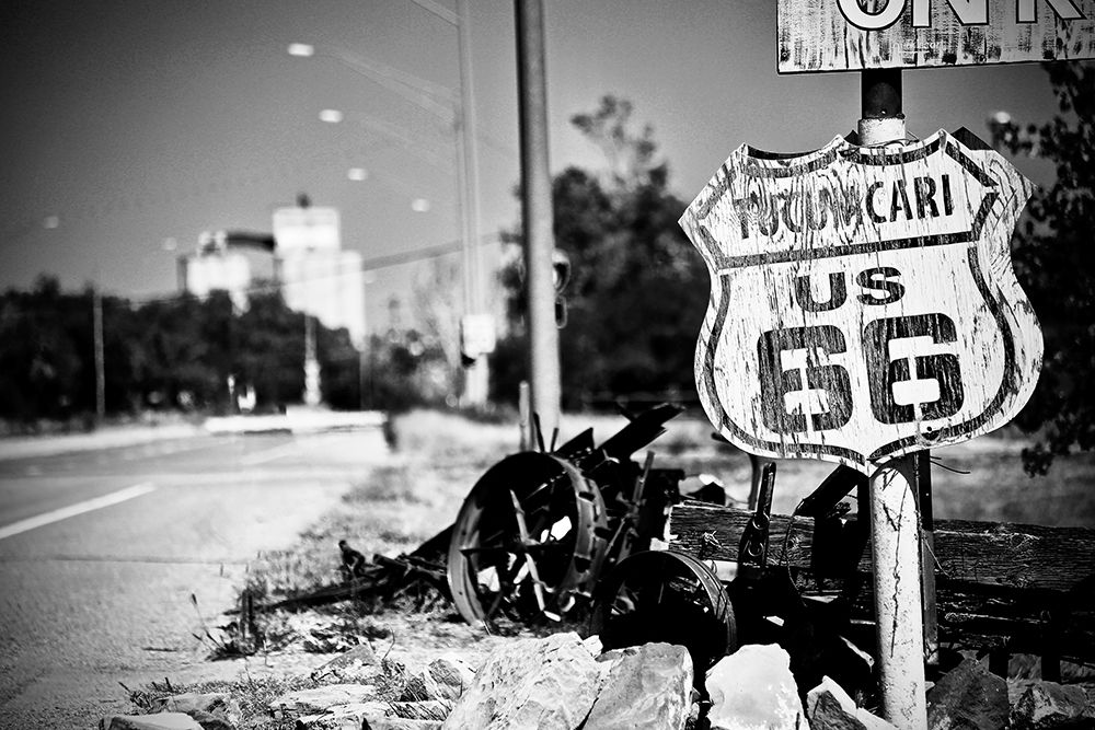 Route 66 Sign Black White