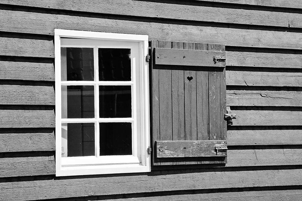 Heart Window Panel in Black and White