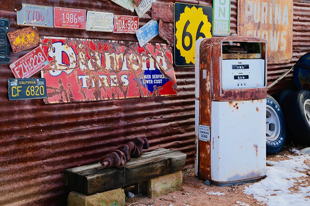 Vintage Signs with Gas Pump
