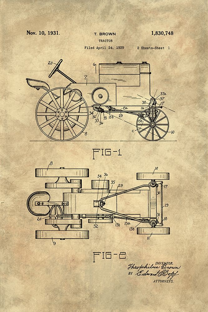 Tractor Blueprint - Industrial Farmhouse