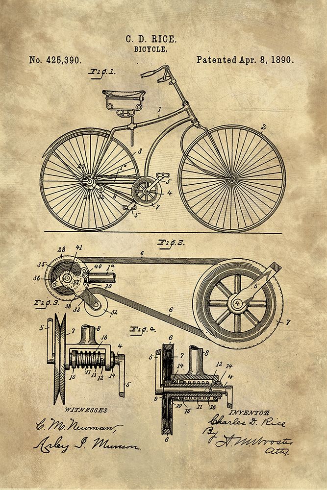 Bicycle Blueprint Industrial Farmhouse